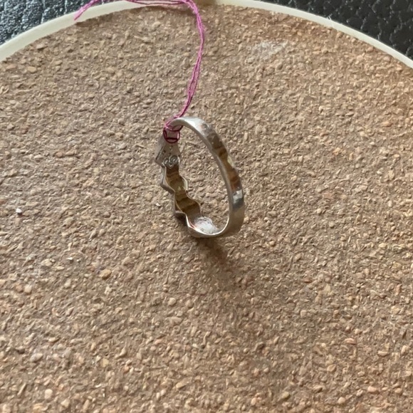 Vintage Zuni/Navajo Silver tone Tile Zig Zag Turquoise Ring sz6-6.25 - Picture 2 of 2